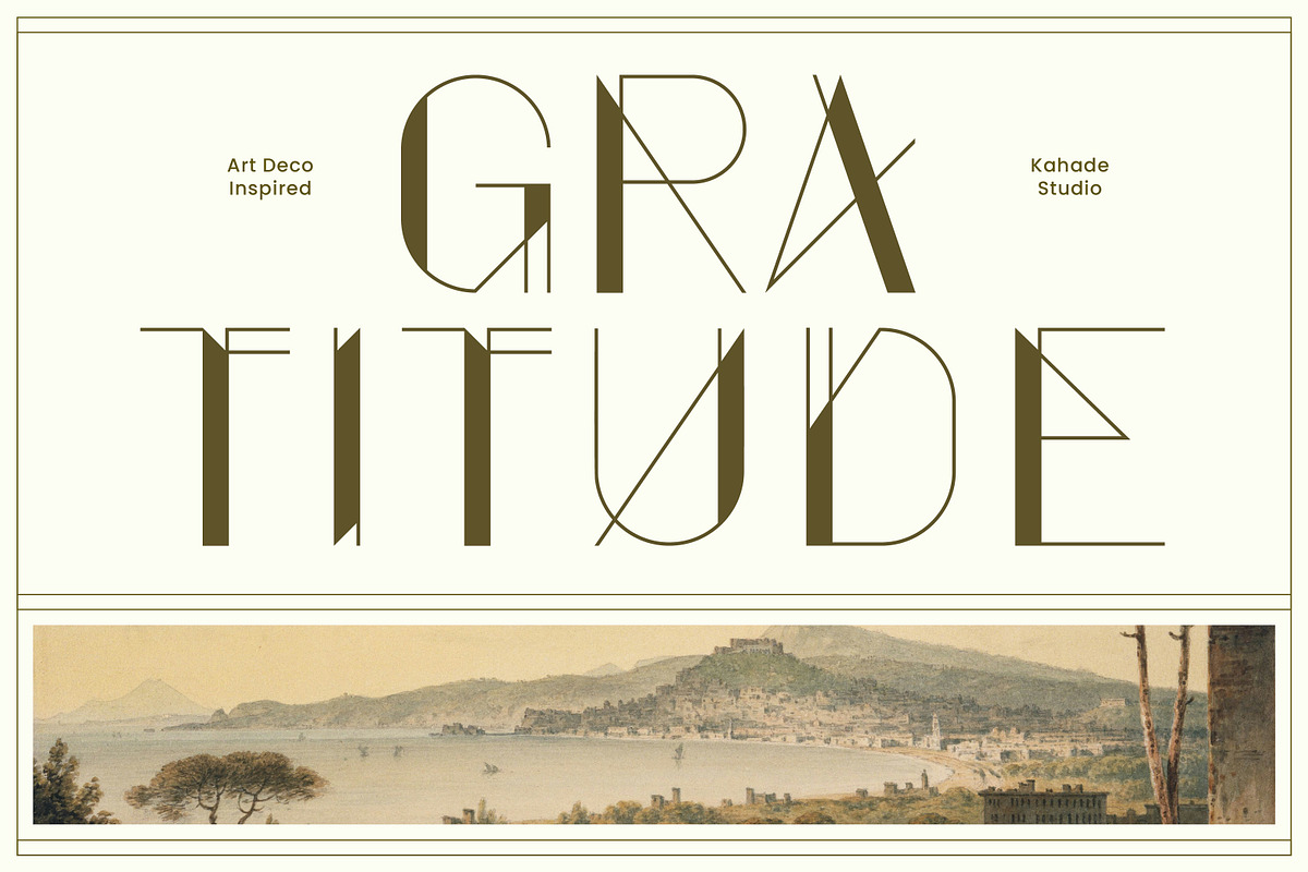 Gratitude - Art Deco Inspired Font, a Sans Serif Font by Kahade Studio (Photo 1 of 12)