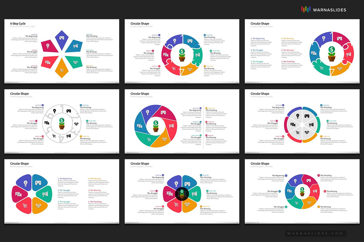 Cycle & Circles PowerPoint Templates, a Presentation Template by Warna Works (Photo 17 of 28)