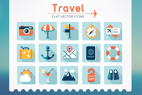 Travel Flat Vector Icons preview 2