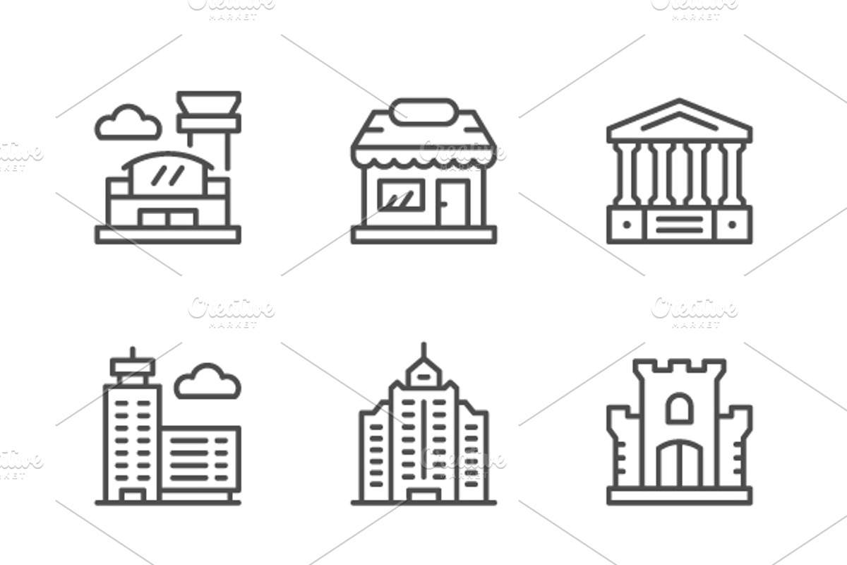 Set line icons of buildings, an Outline Icon by motorama (Photo 1 of 2)