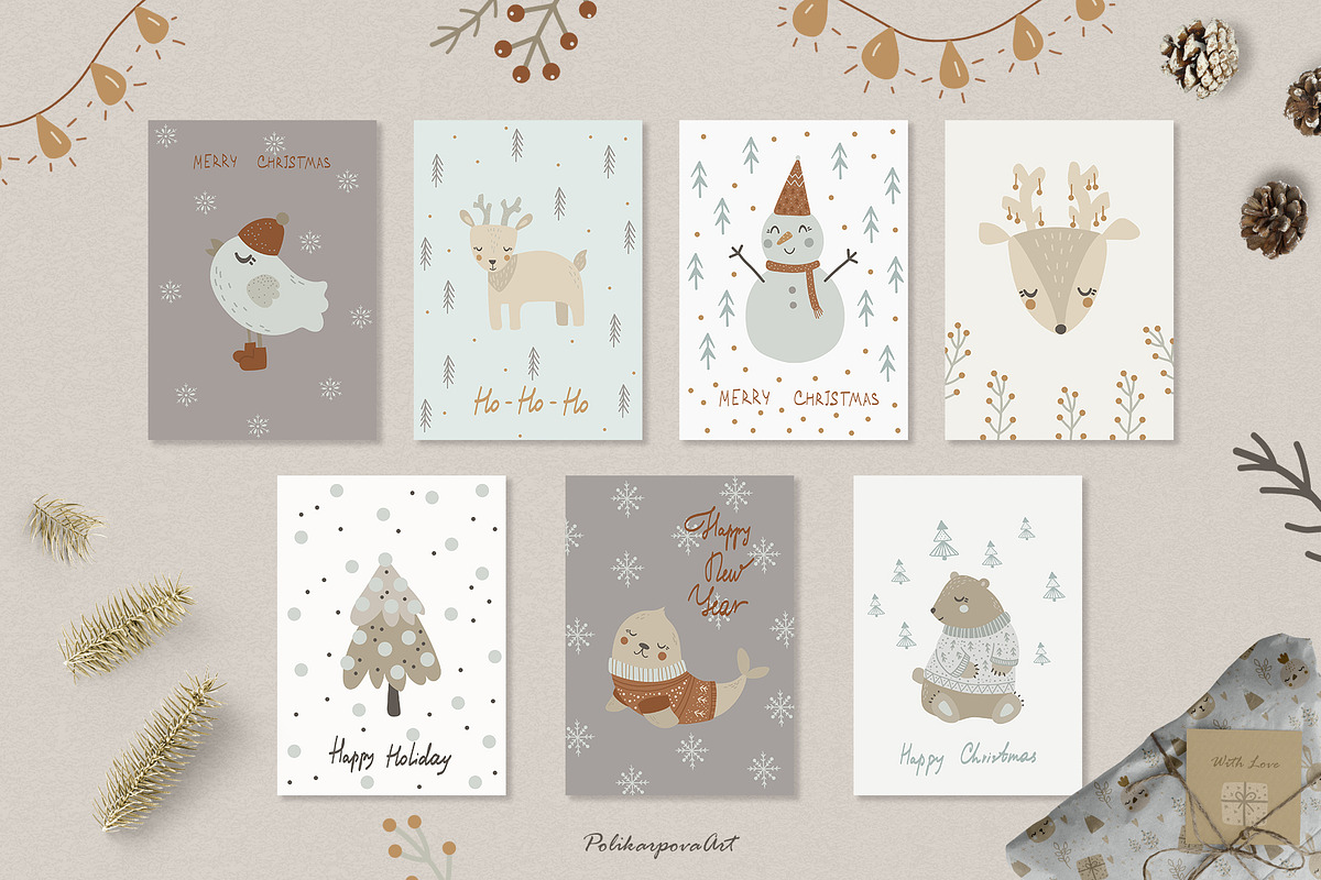Christmas animals for kids clipart, an Animal Illustration by polikarpovaart (Photo 5 of 12)