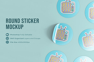 Round Sticker Mockup