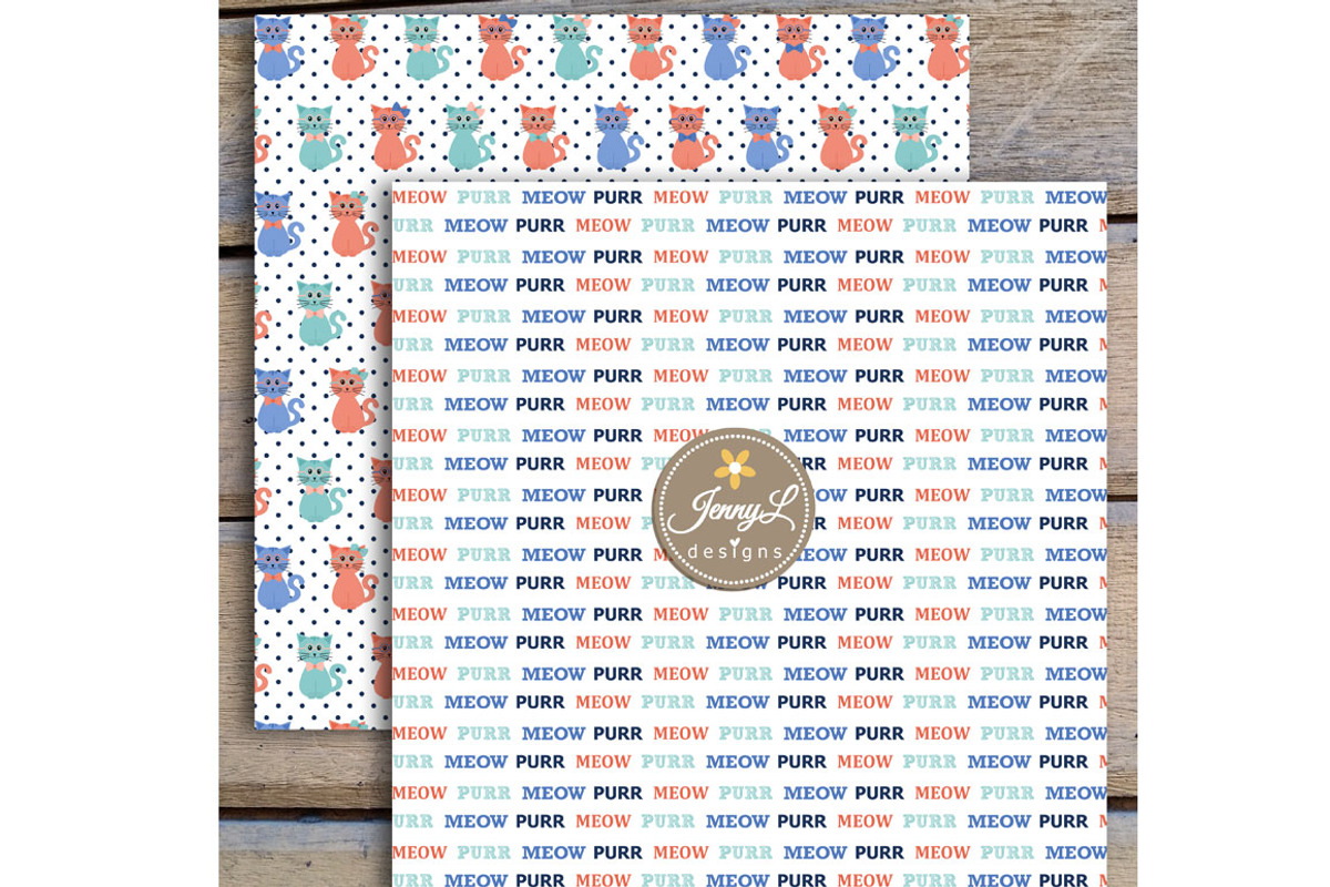 Cat Digital Papers & Cliparts, a Pattern Graphic by JennyL Designs (Photo 5 of 6)