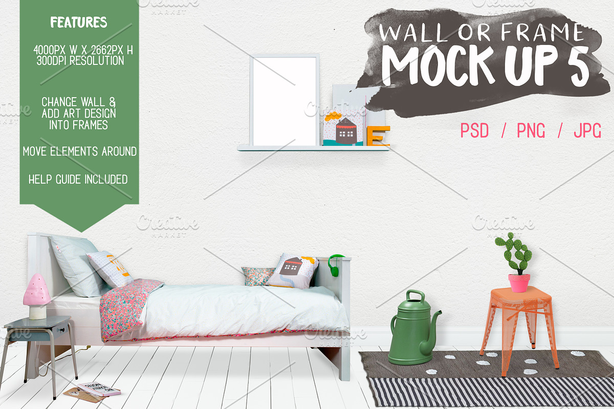 Kids Room Wall/Frame Mock Up 5, a Print Template by Whimsicality (Photo 1 of 4)