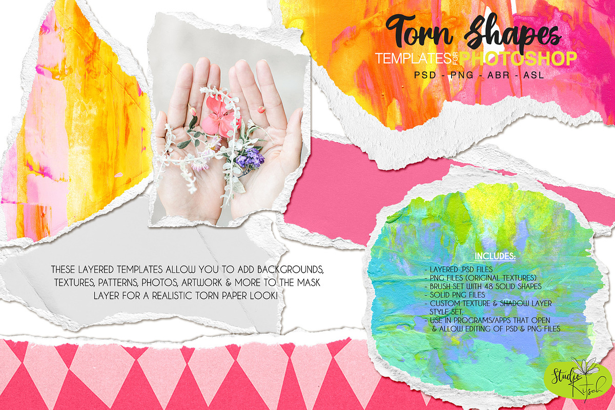 Torn Paper Templates PSD PNG ABR, an Object Graphic by Studio Kitsch (Photo 4 of 7)