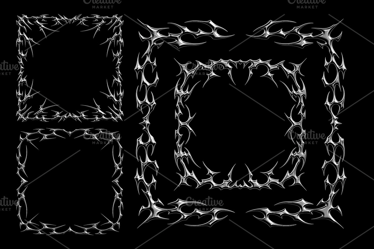 Chrome Tribal Borders and Shapes, an Object Graphic by BonkiStudio (Photo 6 of 9)
