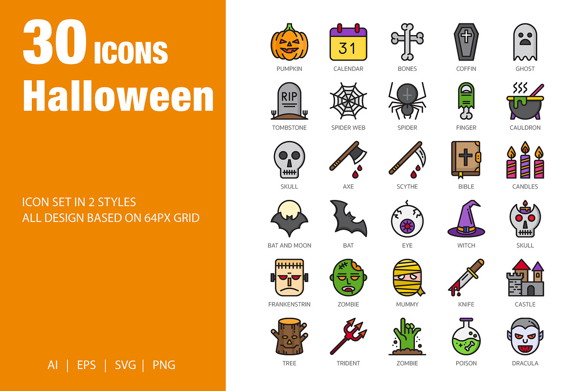 Halloween Icons Set, an Outline Icon by sripfoto (Photo 1 of 2)