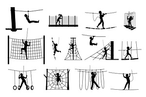 Rope park characters silhouettes, a Person Illustration by LadadikArt