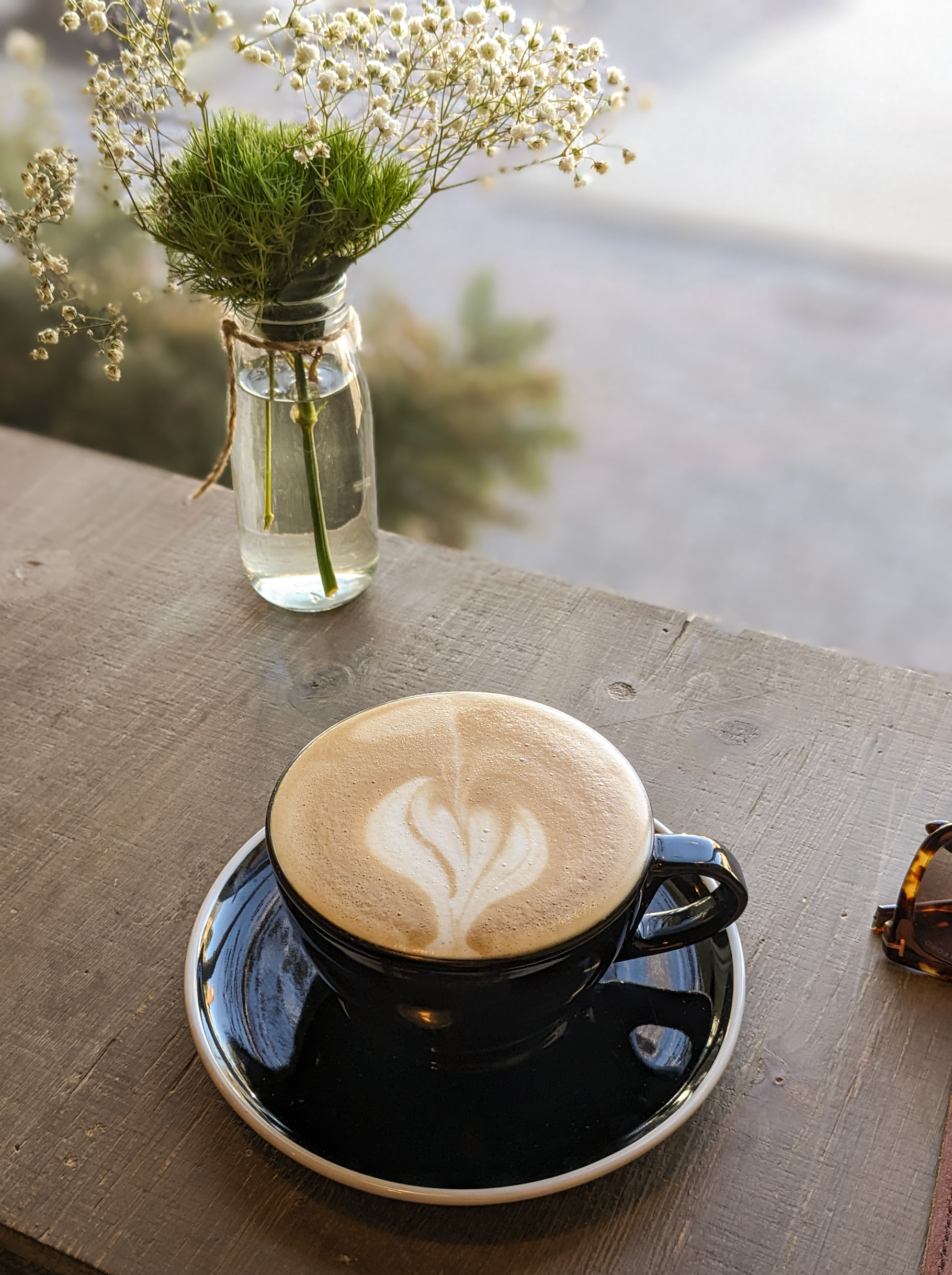 Cafe Latte with Flowers Coffee Shop, a Food & Drink Photo by Jessie