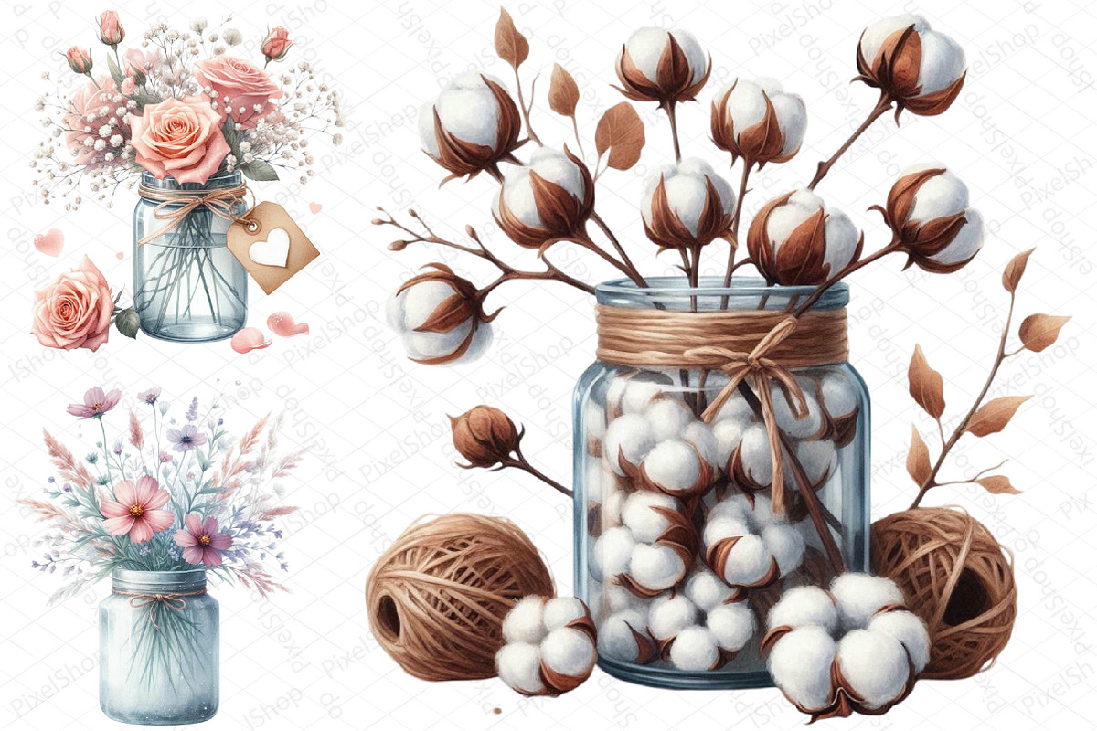 Flowers in Jar Sublimation Clipart, an Illustration by DreamPrint404 (Photo 4 of 5)