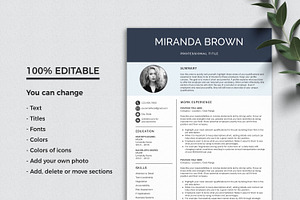 Resume With Photo / CV Template