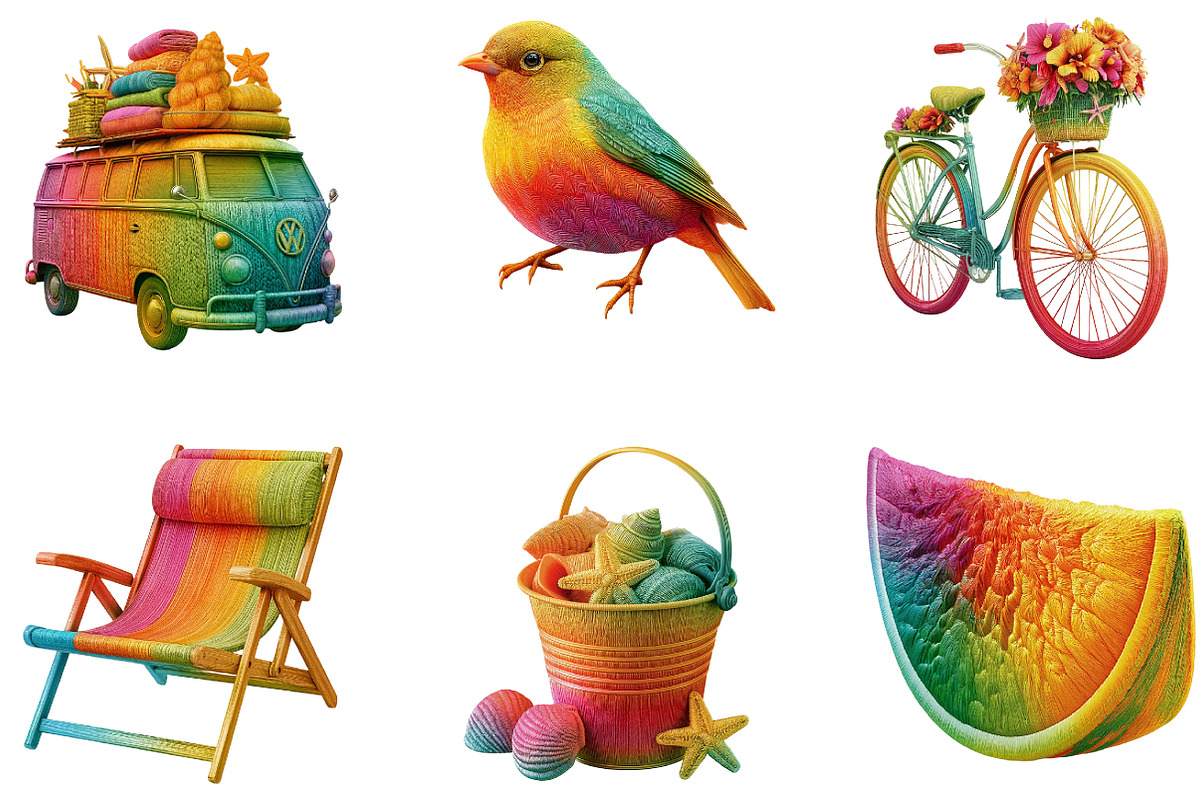 Embroidery Summer Knitted PNG Bundle, a Seasonal Illustration by CreationArt (Photo 5 of 5)