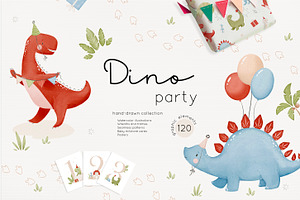 Dino party. Watercolor collection, an Animal Illustration by AfonshinaArt