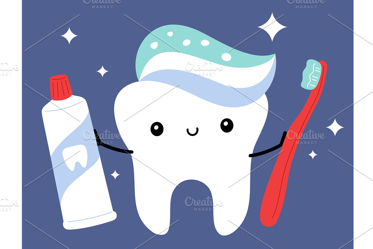 Cute cartoon white tooth with, a Healthcare Illustration by Vectorbuum
