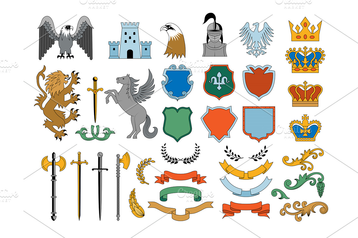 Heraldic. Badges set with, an Object Illustration by Onyx