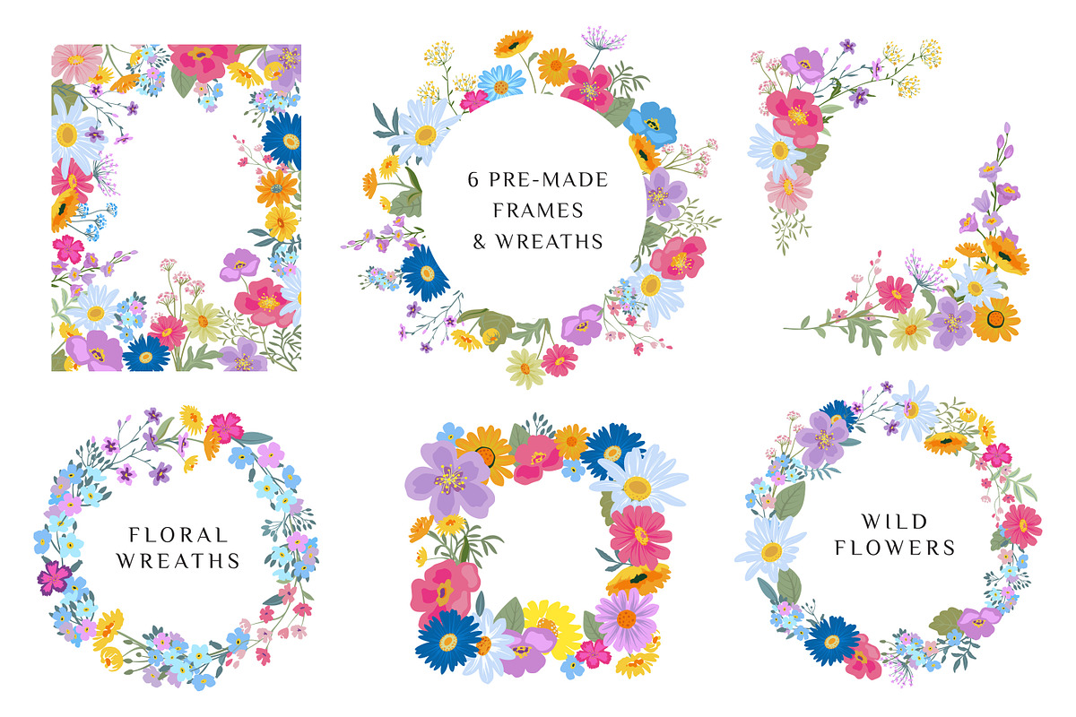 Blooming Meadow Vector Set, a Pattern Graphic by Molly art (Photo 3 of 13)