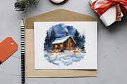 Cozy Cabin Christmas Winter Holiday, an Illustration by RobertsArt (Thumbnail 3 of 7)