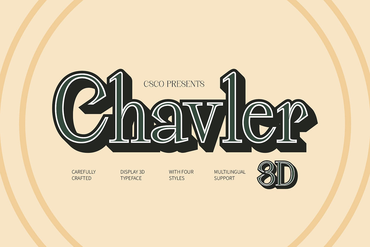 Chavler 3D, a Serif Font by Craft Supply Co. (Photo 1 of 8)