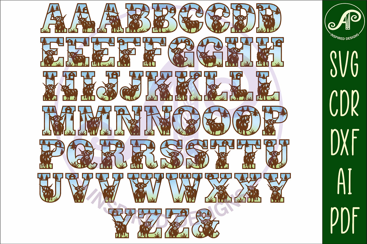 Highland cow alphabet letter set, an Object Graphic by A P Inspired Designs (Photo 6 of 7)