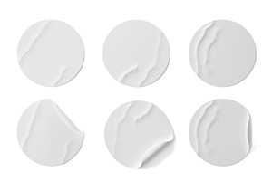 White Round Stickers With Wrinkles