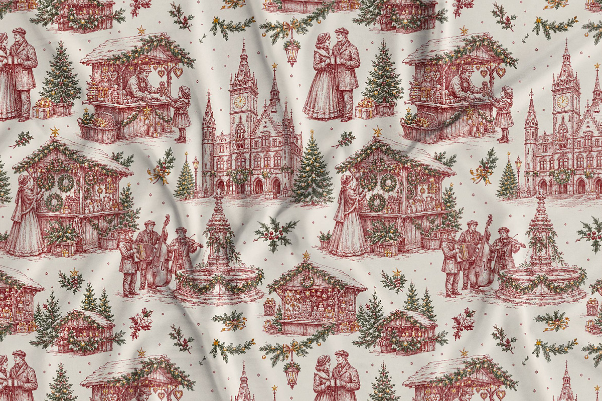 Vintage Holiday Toile Pattern Bundle, a Pattern Graphic by Olya Creative (Photo 31 of 31)