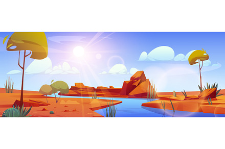 River flowing in desert landscape, an Illustration by art PVP - market