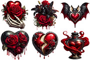 Gothic Valentine Clipart Set, an Illustration by Craft Nest (Thumbnail 3 of 8)