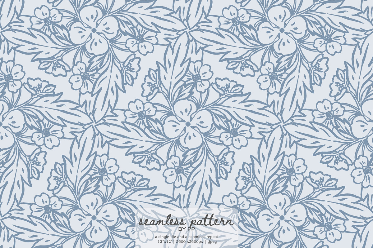blue floral seamless pattern, a Pattern Graphic by Pink Studio Art (Photo 1 of 4)