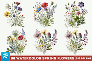 Watercolor Spring Flowers Background, an Object Graphic by Regulrcrative (Thumbnail 1 of 7)