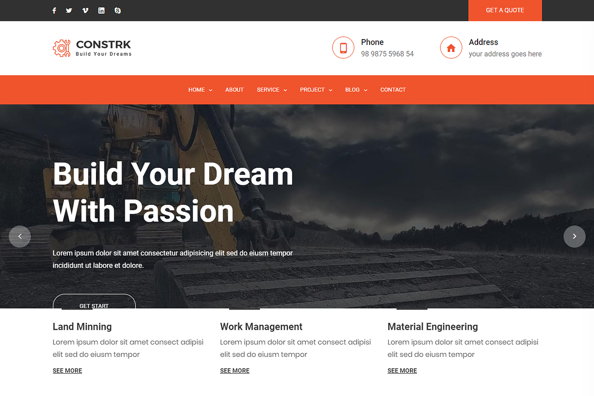 Construction HTML Template – Constrk, a Bootstrap Template by HasThemes