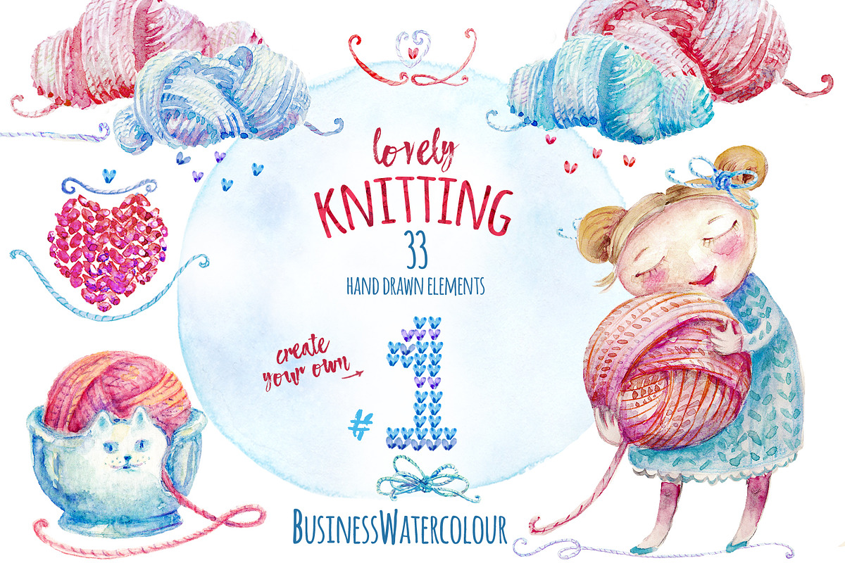 Lovely Knitting Clipart #1, an Object Graphic by Scarlet Island (Photo 4 of 4)