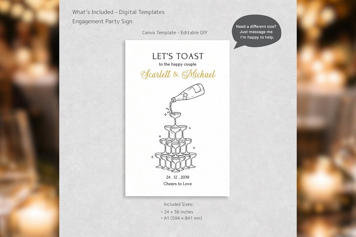 Luxury Engagement Sign Canva pg004, a Poster Template by TyphoonStudio (Photo 2 of 8)
