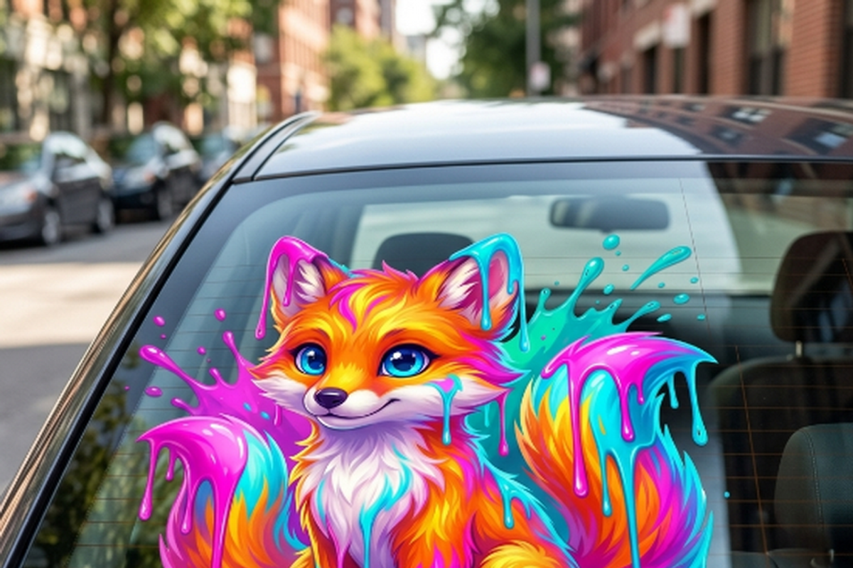 Cute Rainbow Paint Drip Fox, a Shirt Mockup by Vector Stall (Photo 11 of 15)