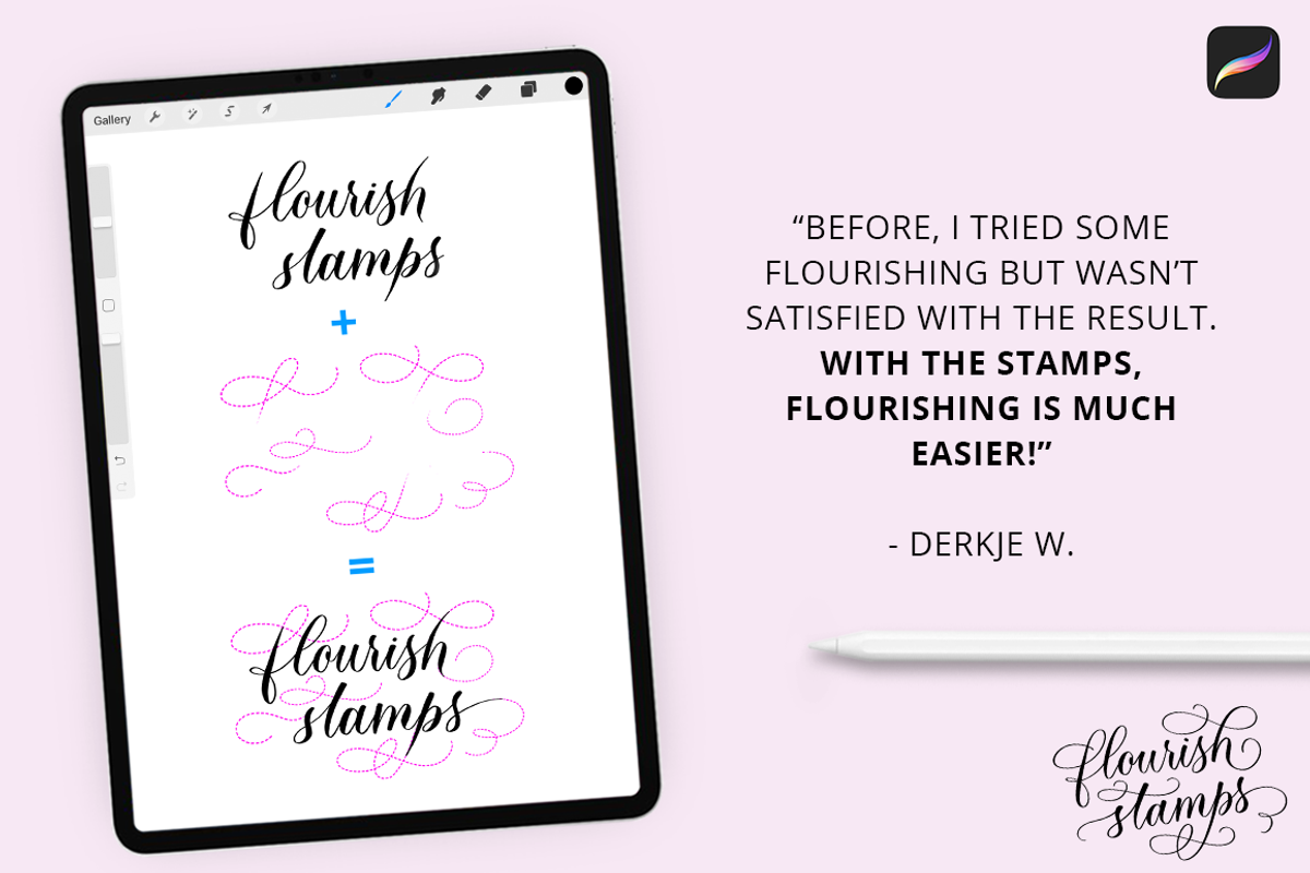 FLOURISH STAMPS FOR PROCREATE, a Brush Add-On by Loveleigh Loops (Photo 9 of 16)