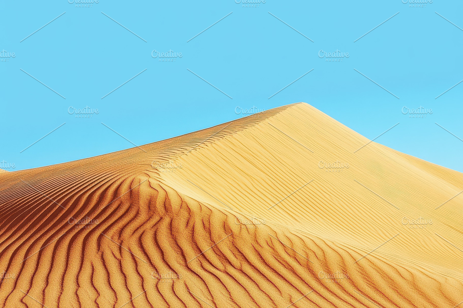 Serene sand dune under clear blue sk, a Photo by Iftikhar Alam