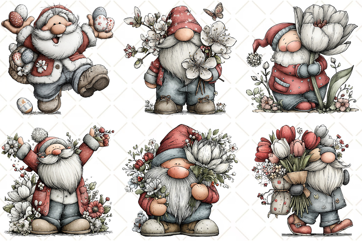 Whimsical Spring Santa Clipart, an Illustration by Black Bird Studio (Photo 4 of 5)