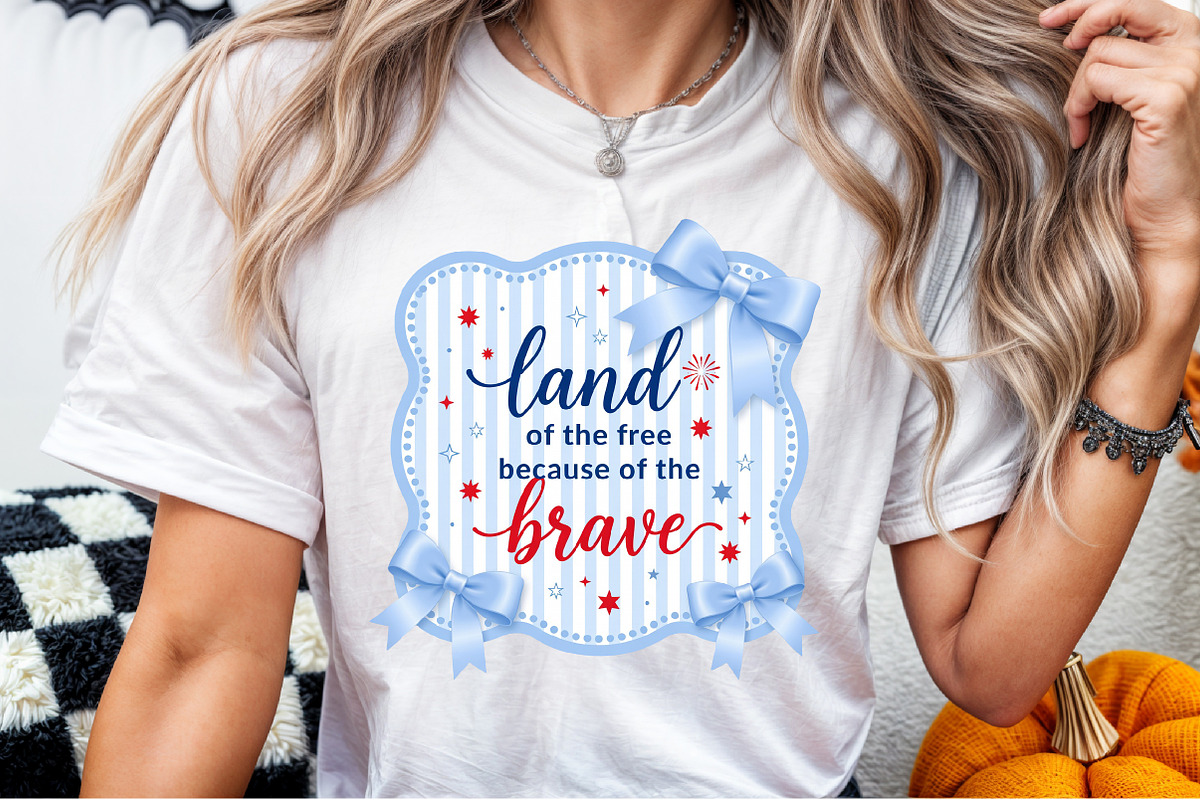 Preppy 4th of July Png, Land of Free, a Seasonal Illustration by Sublimation Artist (Photo 6 of 9)
