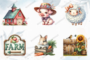 Watercolor Cute Little Farm Clipart, a Graphic by designcity5 (Thumbnail 2 of 5)