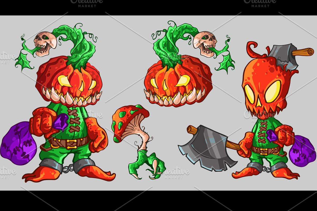 Halloween vector characters pack., an Object Illustration by AntonyChernianu