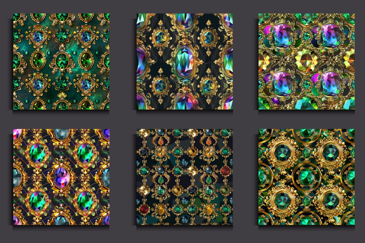 Emerald Gemstones Seamless Pattern, a Pattern Graphic by protabsorkar11 (Photo 3 of 5)