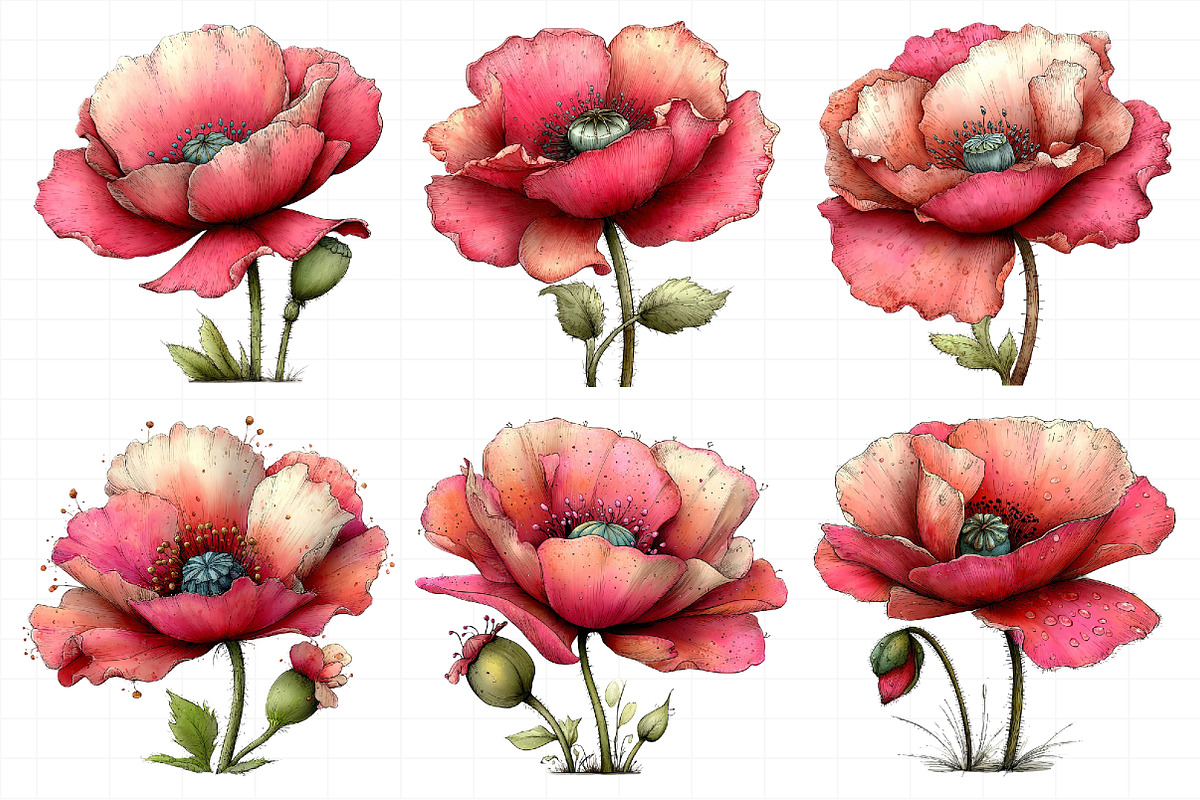 Whimsical Spring Poppy Flowers Clipa, an Illustration by Daily.Designs (Photo 7 of 8)