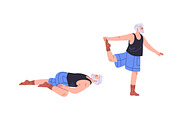 Senior people in yoga poses set, a Sport Illustration by PaperTrident (Thumbnail 7 of 7)