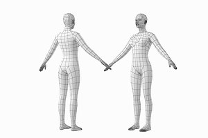 Female And Male Base Mesh A-Pose