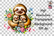 Mother Sloth Holding Baby Sloths PNG, a Graphic by Clipart Bloom (Thumbnail 8 of 11)