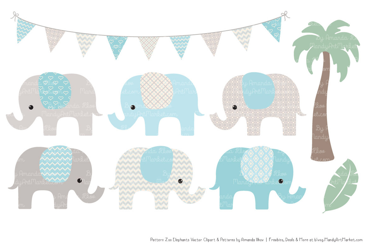 Soft Blue Elephant Clipart, an Illustration by Amanda Ilkov (Photo 2 of 4)