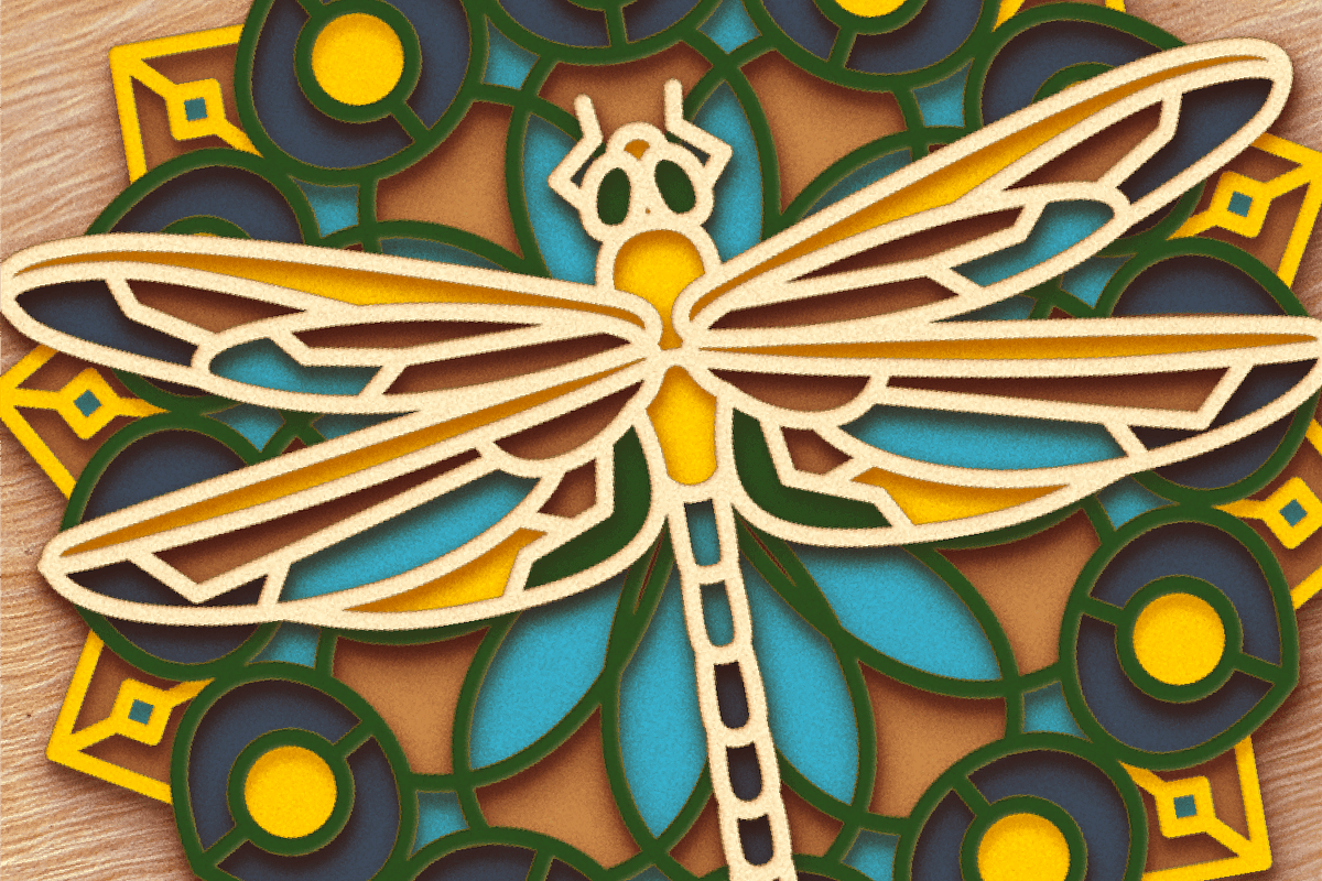 Dragonfly 3D Mandala - Laser cut, an Object Graphic by Arshad Ali (Photo 7 of 8)