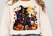Halloween Cute Witch Reading Book, a Seasonal Illustration by Canvas Craft (Thumbnail 5 of 6)