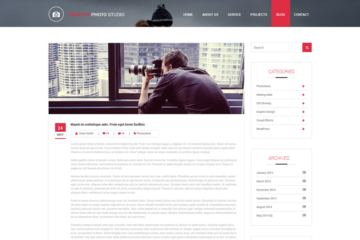 Photo Studio PSD Website Template, a Landing Page Template by WebbyTemplates (Photo 6 of 8)