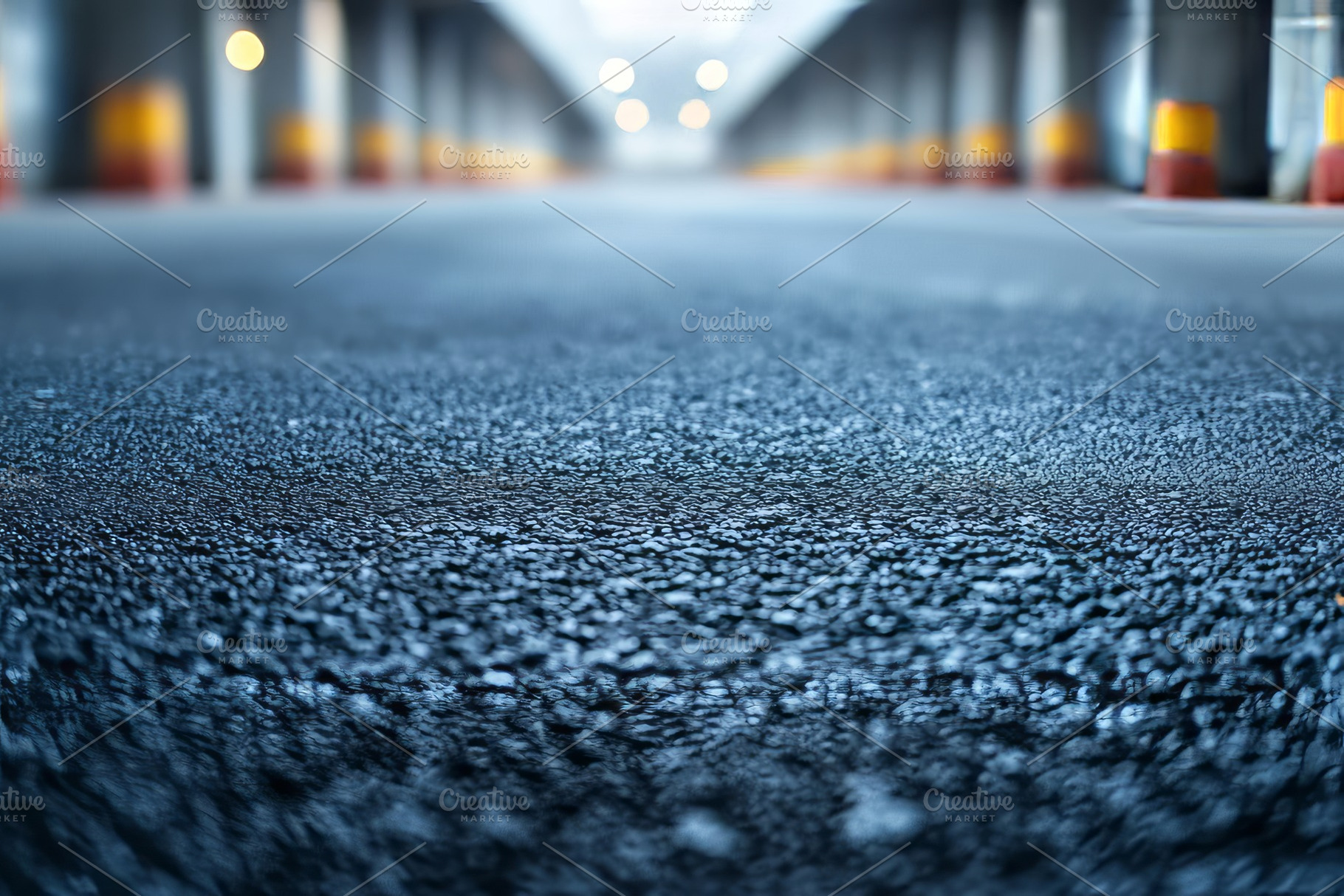 Close-up of a textured asphalt surface in a dimly lit parking garage, featuring, a Background Photo by ImageMir