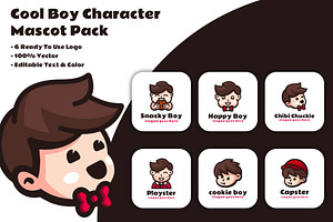 Cool Boy Character Mascot Pack, a Branding & Logo Template by Artnivora.Std